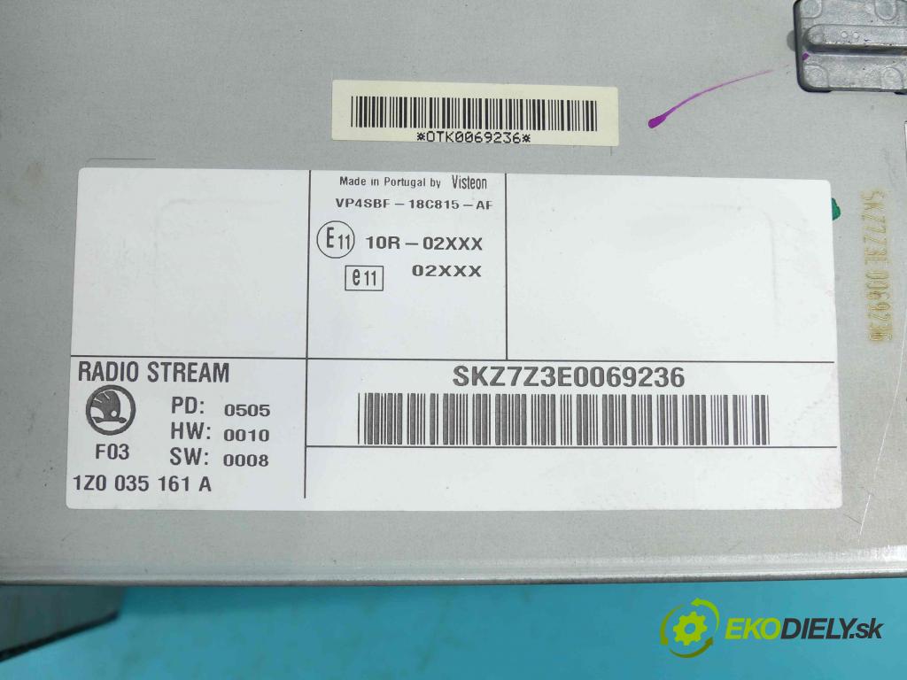 Skoda Octavia II 2004-2013 1.9 tdi 105 hp manual 77 kW 1896 cm3 5- Radio továrna: 1Z0035161A