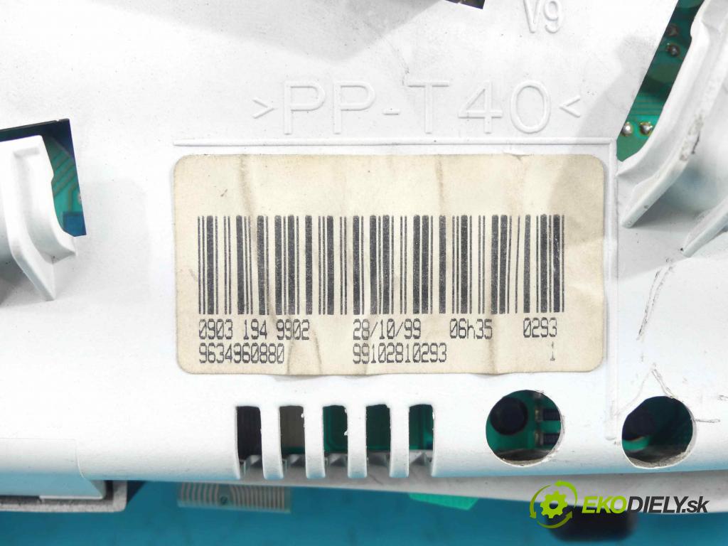 Peugeot 206 1.9d 69KM manual 51 kW 1868 cm3 3- prístrojovka/ budíky 9634960980 (Prístrojové dosky, displeje)