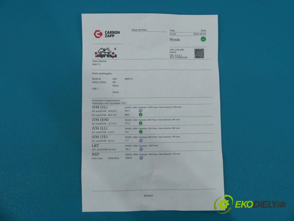Renault Scenic I 1996-2003 1.9 dci 102 HP manual 75 kW 1870 cm3 5- vstrek 0445110021 (Vstrekovače)