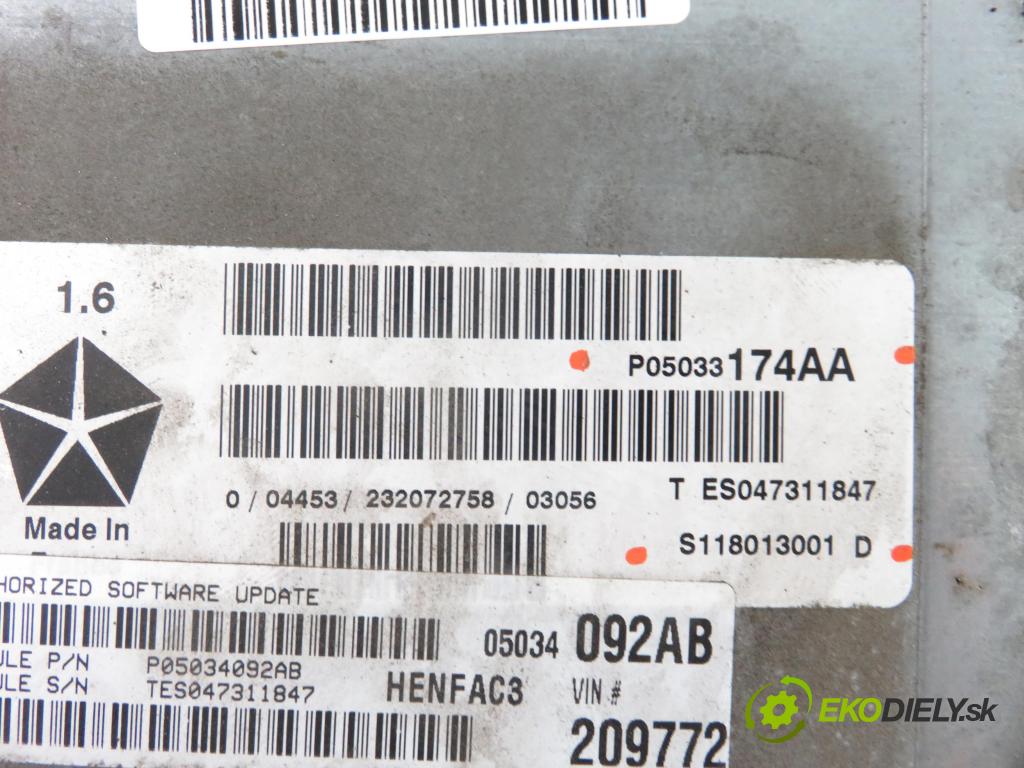 CHRYSLER PT CRUISER (PT_) HB 2003 85,00 1.6 - EJD 1598,00 Riadiaca jednotka Motor P05033174AA ; S118013001D