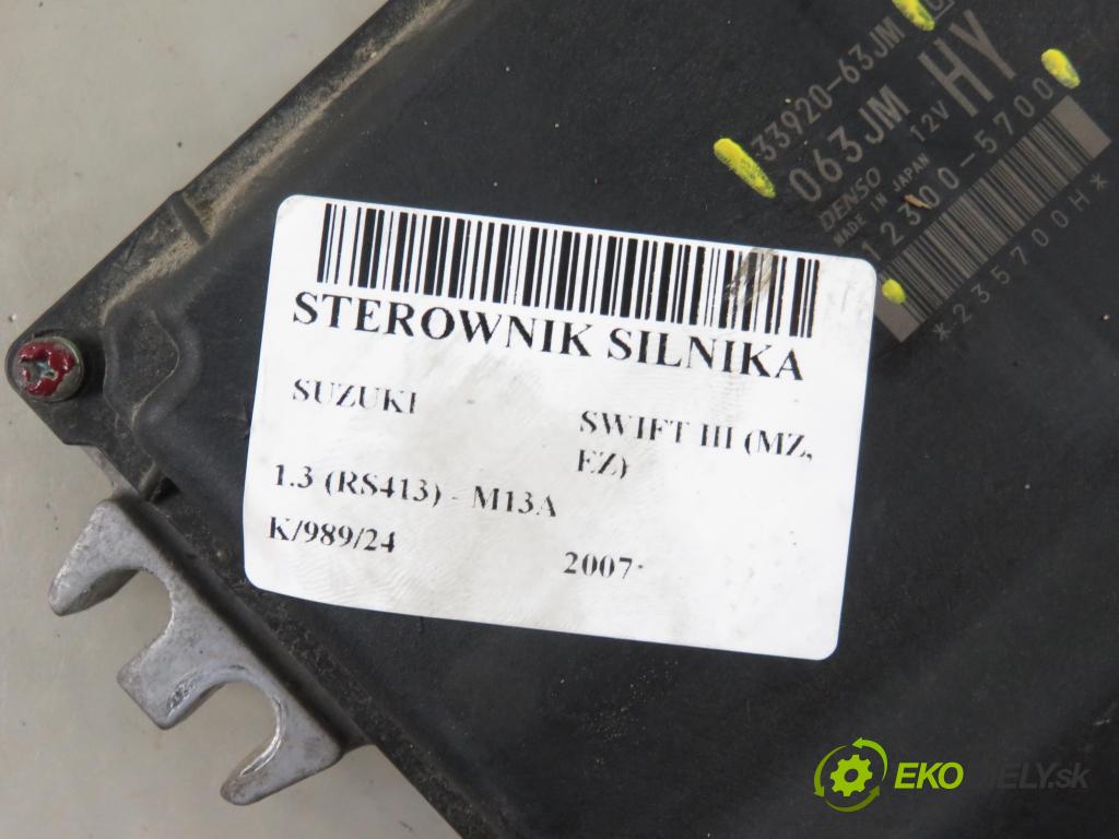 SUZUKI SWIFT III (MZ, EZ) HB 2007 67,00 1.3 91 - M13A 1328,00 Riadiaca jednotka Motor 3392063JM ; 123005700