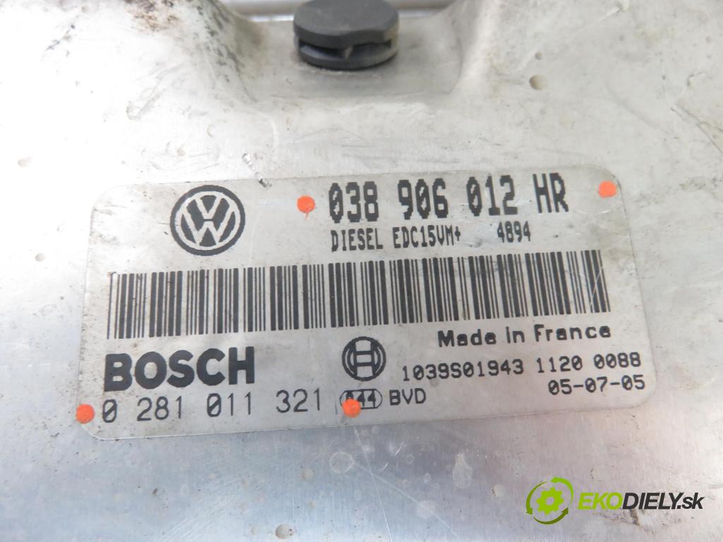 SKODA FABIA I SEDAN (6Y3) SEDAN 2006 47,00 1.9 SDI - ASY 1896,00 Riadiaca jednotka Motor 038906012HR ; 0281011321