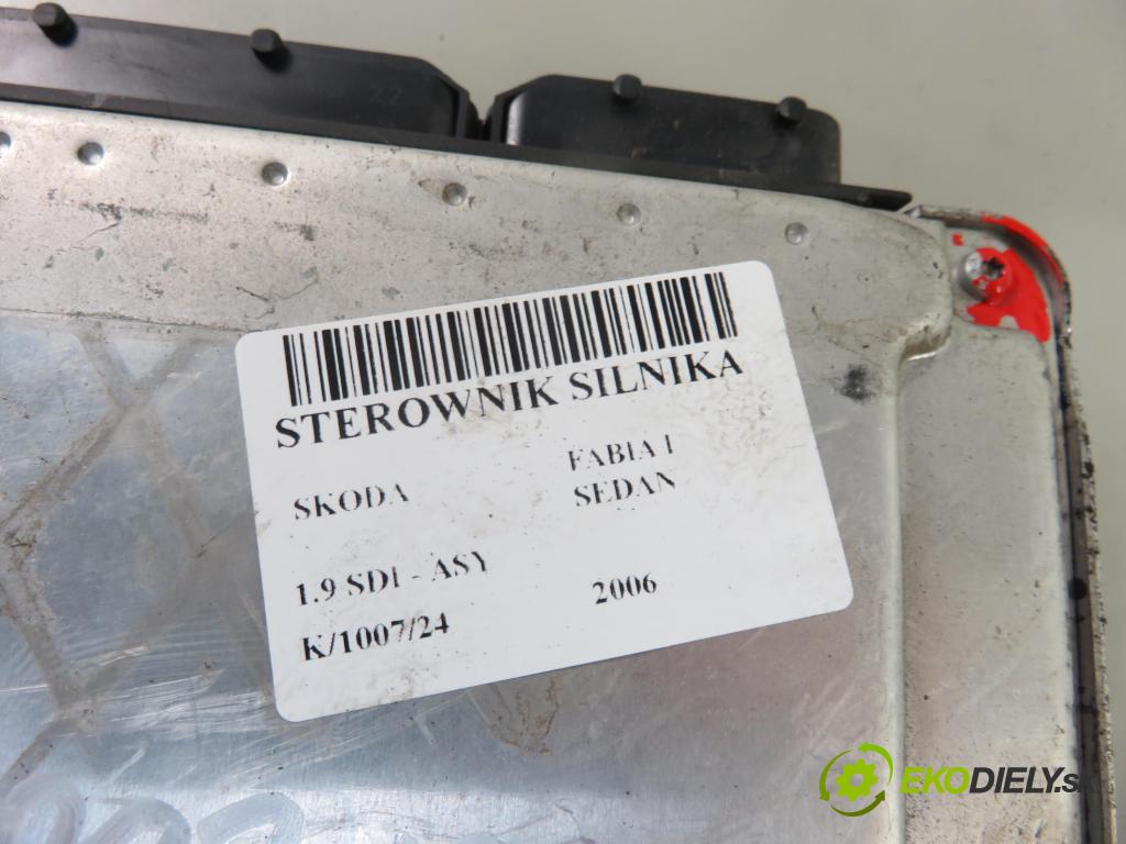 SKODA FABIA I SEDAN (6Y3) SEDAN 2006 47,00 1.9 SDI - ASY 1896,00 Riadiaca jednotka Motor 038906012HR ; 0281011321