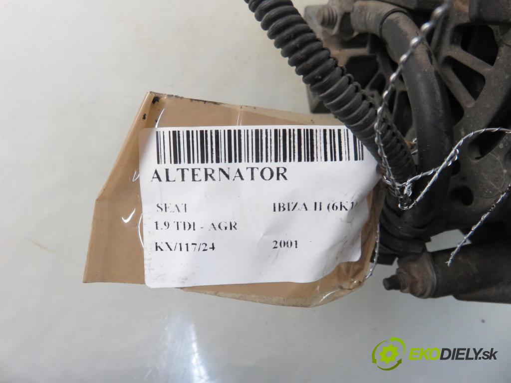 SEAT IBIZA II (6K1) HB 2001 66,00 1.9 TDI - AGR 1896,00 Alternátor 038903023K ; 0124315001 (Alternátory)