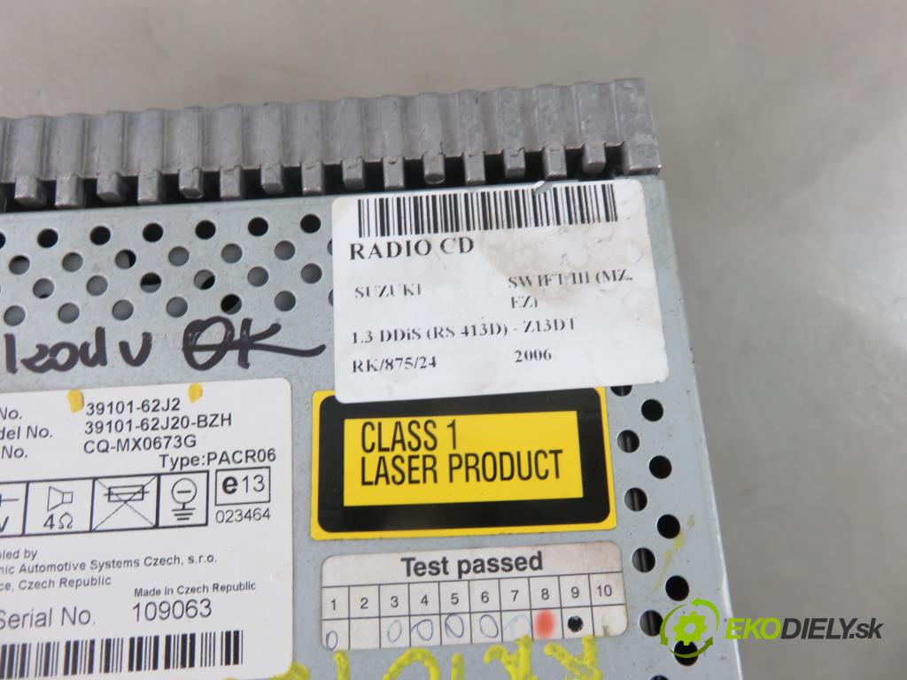 SUZUKI SWIFT III (MZ, EZ) HB 2006 51,00 1.3 DDiS (RS 413D) 69 - Z13DT 1248,00 RADIO CD 3910162J2
