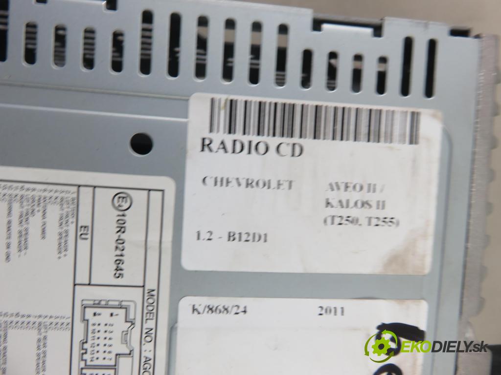 CHEVROLET AVEO / KALOS liftback (T250, T255) HB 2011 55,00 1.2 S-TEC II - B12D1 1206,00 RADIO CD 94823339
