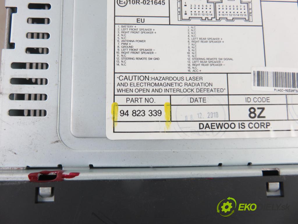 CHEVROLET AVEO / KALOS liftback (T250, T255) HB 2011 55,00 1.2 S-TEC II - B12D1 1206,00 RADIO CD 94823339