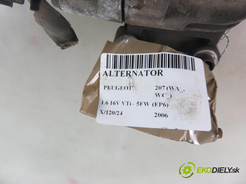 PEUGEOT 207 (WA_, WC_) HB 2006 88,00 1.6 16V VTi - 5FW (EP6) 1598,00 Alternátor 9664532780 (Alternátory)