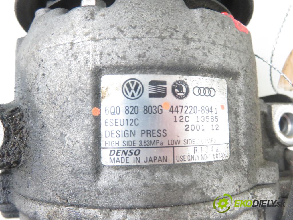 VW POLO (9N_) HB 2002 40,00 1.2 6V 54 - AWY 1198,00 KOMPRESOR: klimatizace 6Q0820803G ; 4472208941 (Kompresory)