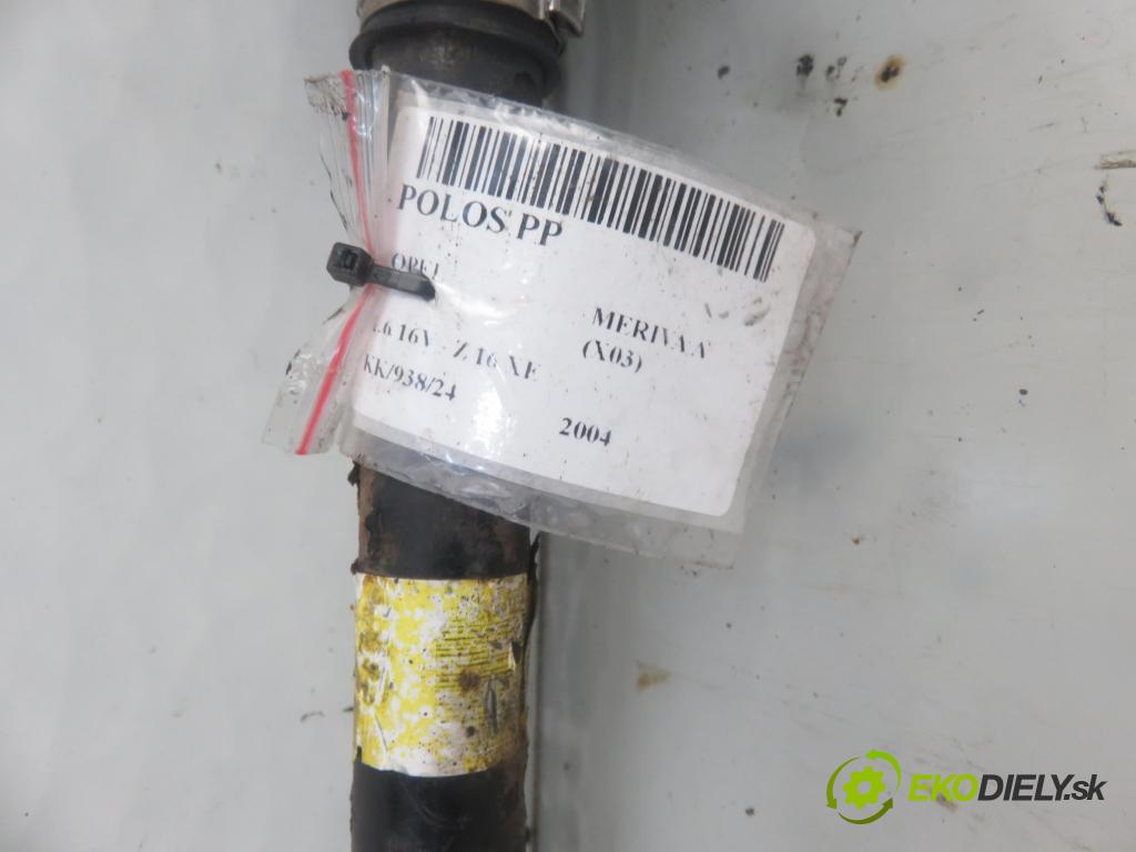 OPEL MERIVA A nadwozie wielkoprzestrzenne (MPV) (X03) HB 2004 74,00 1.6 16V - Z 16 XE 1598,00 Poloos PP