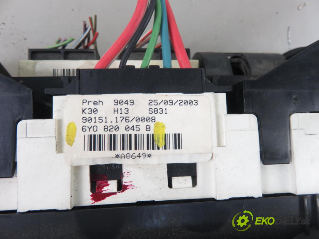 SKODA FABIA I (6Y2) HB 2003 40,00 1.2 6V 54 - AWY 1198,00 Panel kúrenia KLIMATIZACE: 6Y0820045B