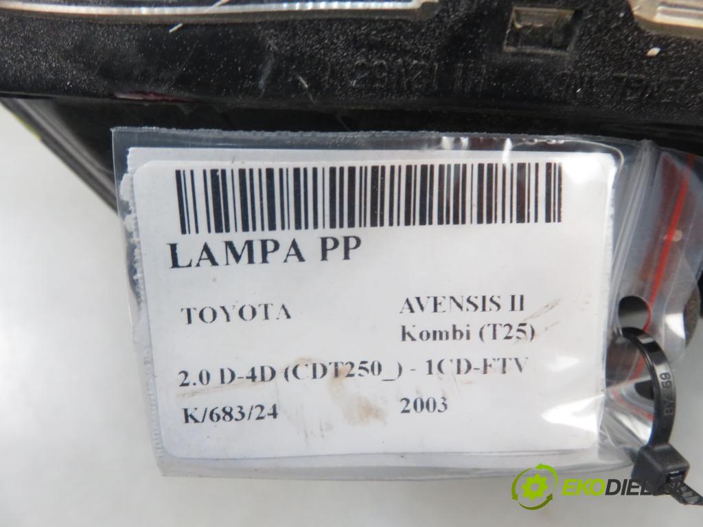 TOYOTA AVENSIS Kombi (_T25_) KOMBI 2003 85,00 2.0 D-4D 116 - 1CD-FTV 1995,00 Svetlo PP