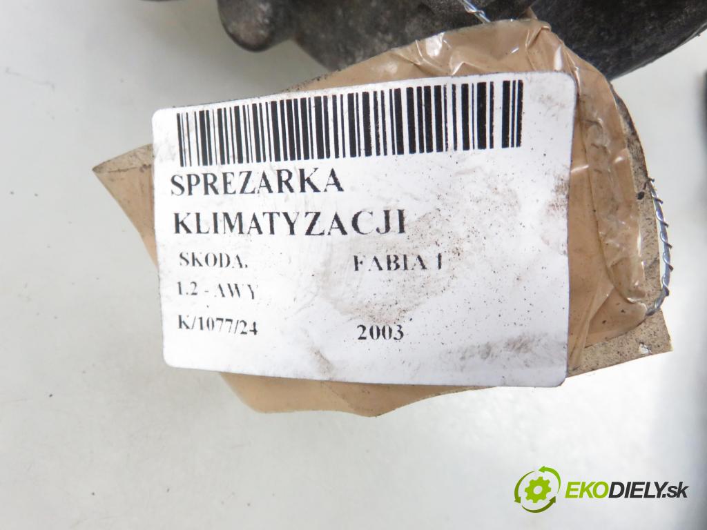 SKODA FABIA I (6Y2) HB 2003 40,00 1.2 6V 54 - AWY 1198,00 KOMPRESOR: klimatizace 6Q0820803G (Kompresory)