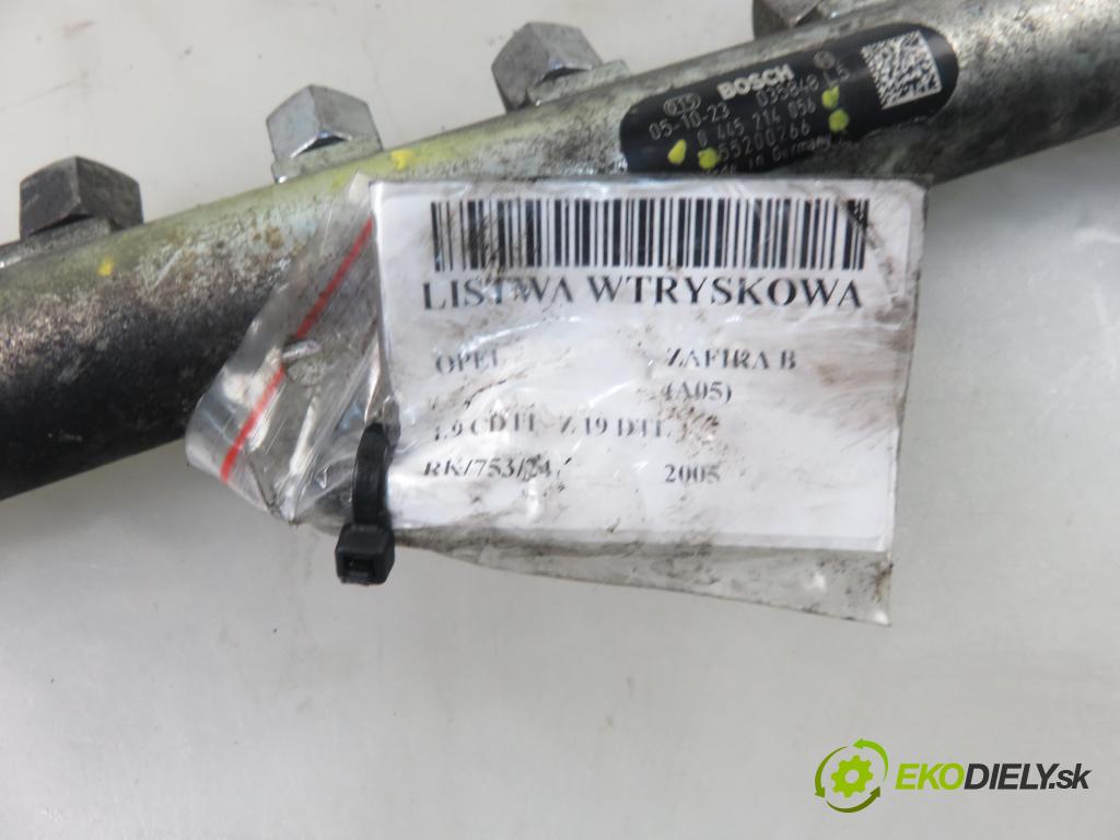 OPEL ZAFIRA B (A05) MINIVAN 2005 74,00 1.9 CDTI 8V 101 - Z 19 DTL 1910,00 Lišta vstrekovacia 55200266 ; 0445214056 ; 0281002507 (Vstrekovacie lišty)