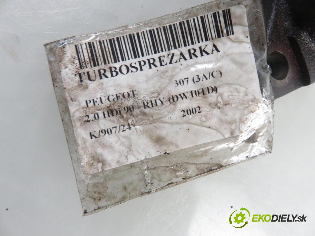 PEUGEOT 307 (3A/C) HB 2002 66,00 2.0 HDi 90 - RHY (DW10TD) 1997,00 RYCHLONABÍJEČKA: 9645247080 (Turbodúchadla (kompletní))