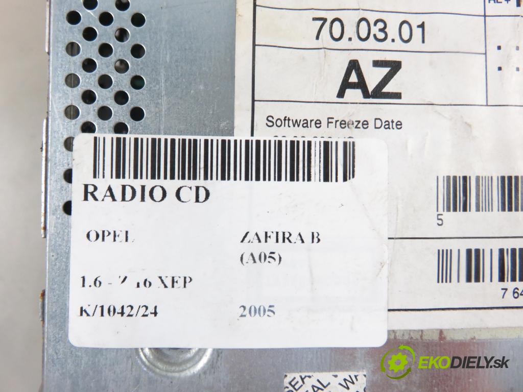 OPEL ZAFIRA B (A05) MINIVAN 2005 77,00 1.6 105 - Z 16 XEP 1598,00 RADIO CD 13154304