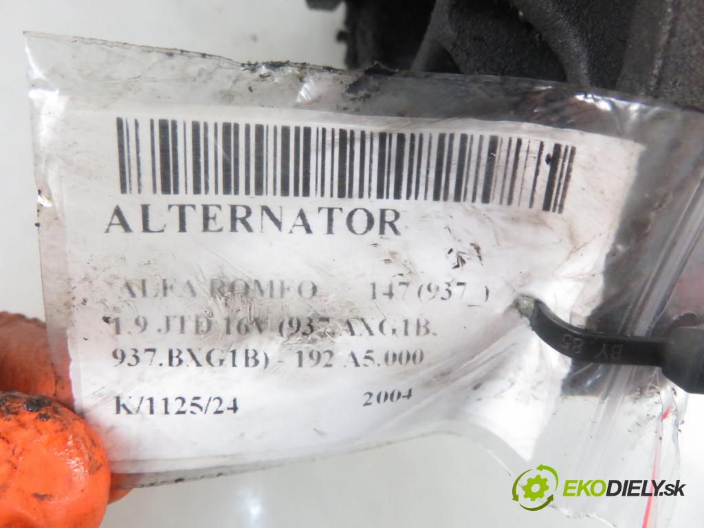 ALFA ROMEO 147 (937_) HB 2004 103,00 1.9 JTD Multijet 140 - 192 A5.000 1910,00 Alternátor 46782213 (Alternátory)