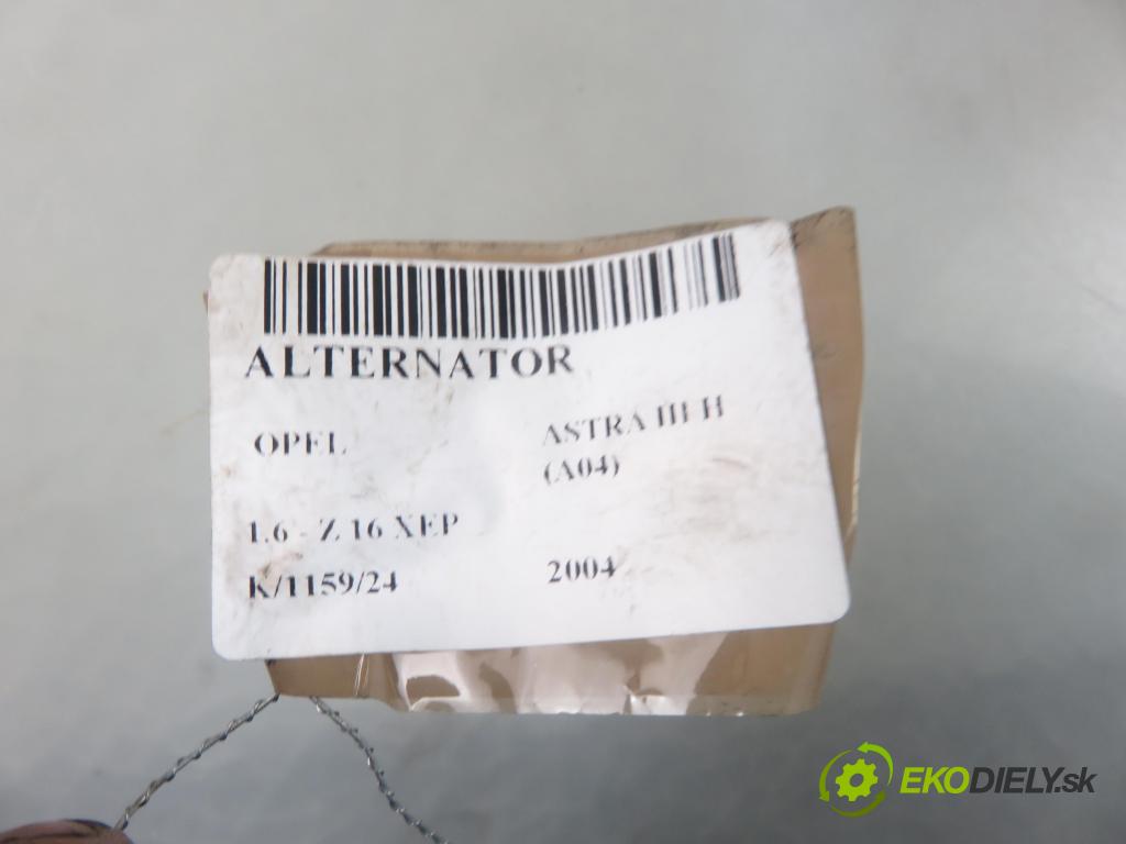 OPEL ASTRA H (A04) HB 2004 77,00 1.6 - Z 16 XEP 1598,00 Alternátor 0124425005 ; 24447429 (Alternátory)