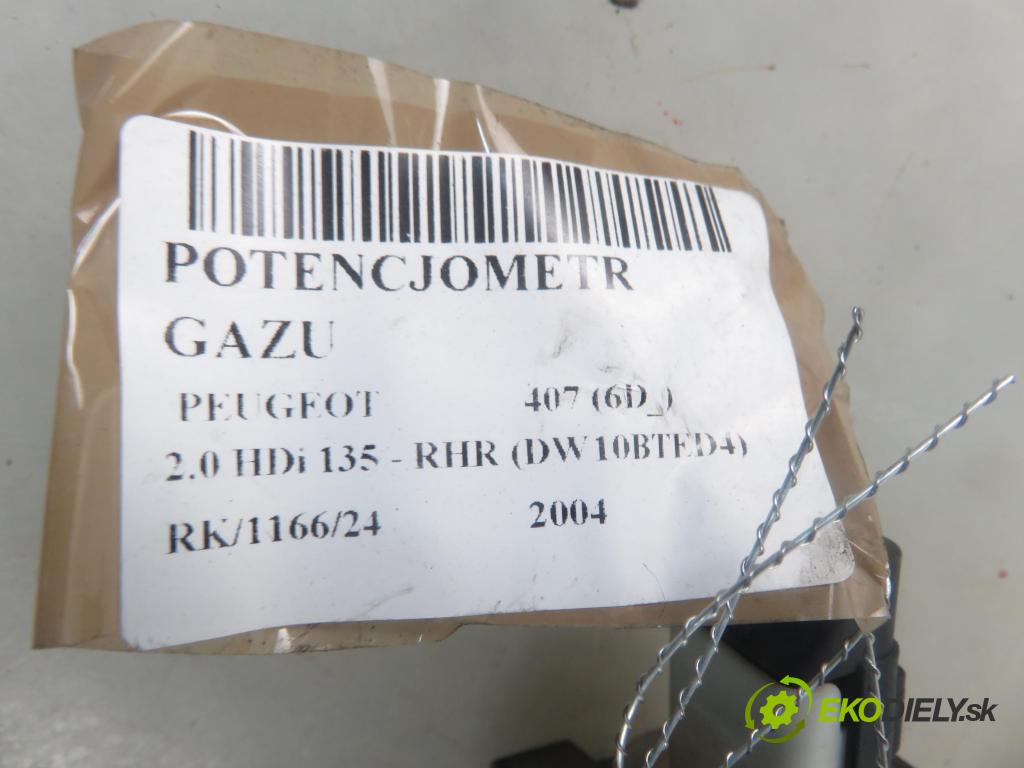 PEUGEOT 407 (6D_) SEDAN 2004 100,00 2.0 HDi 135 - RHR 1997,00 Potenciometer plynu 9644939680 ; 0280752241 (Pedále)