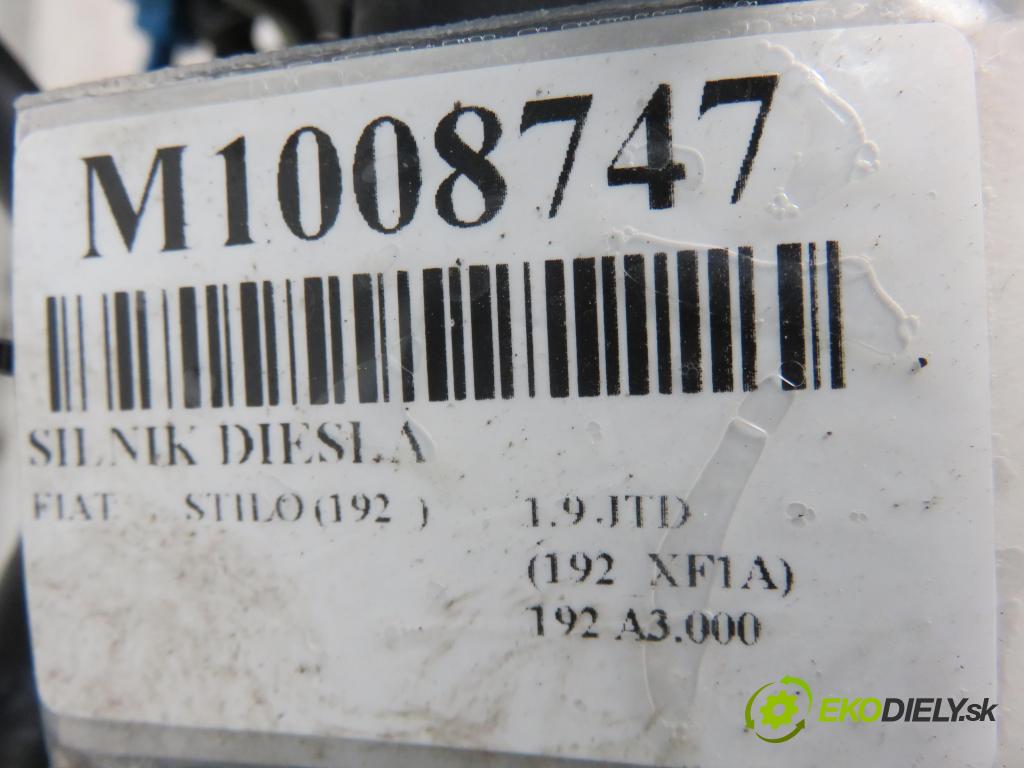 FIAT STILO (192_) HB 2001 59,00 1.9 JTD (192_XF1A) - 192 A3.000 1910,00 Motor DIESEL 192A3000
