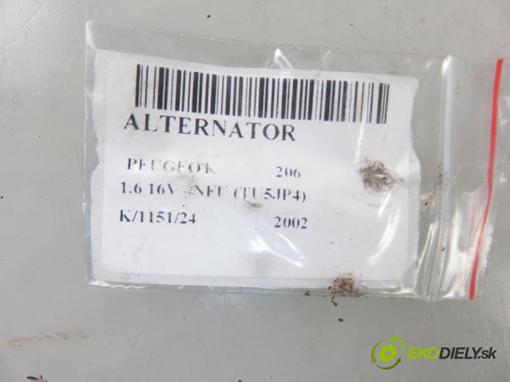 PEUGEOT 206 liftback (2A/C) HB 2002 80,00 1.6 16V - NFU (TU5JP4) 1587,00 Alternátor 9636204480 (Alternátory)