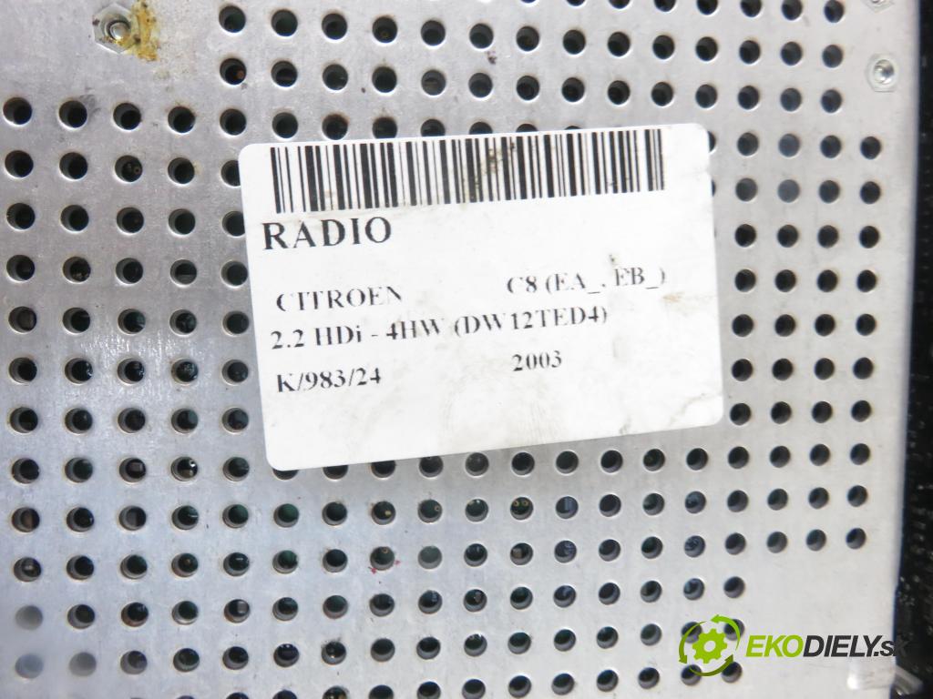 CITROEN C8 (EA_, EB_) VAN 2003 94,00 2.2 HDi - 4HW (DW12TED4) 2179,00 RADIO