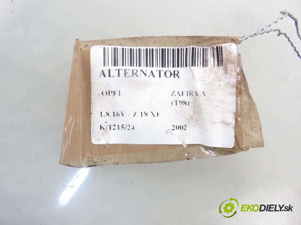 OPEL ZAFIRA A Nadwozie Wielkopojemne (MPV) (T98) MINIVAN 2002 92,00 1.8 16V 125 - Z 18 XE 1796,00 Alternátor 3493824 (Alternátory)