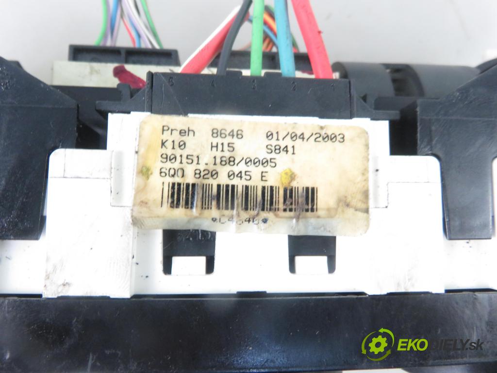 VW POLO (9N_) HB 2002 47,00 1.2 12V 64 - AZQ 1198,00 Panel kúrenia KLIMATIZACE: 6Q0820045E