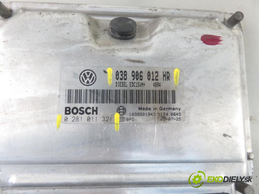 SKODA FABIA I Combi (6Y5) KOMBI 2003 47,00 1.9 SDI 64 - ASY 1896,00 řídící jednotka motora 038906012HR ; 0281011321