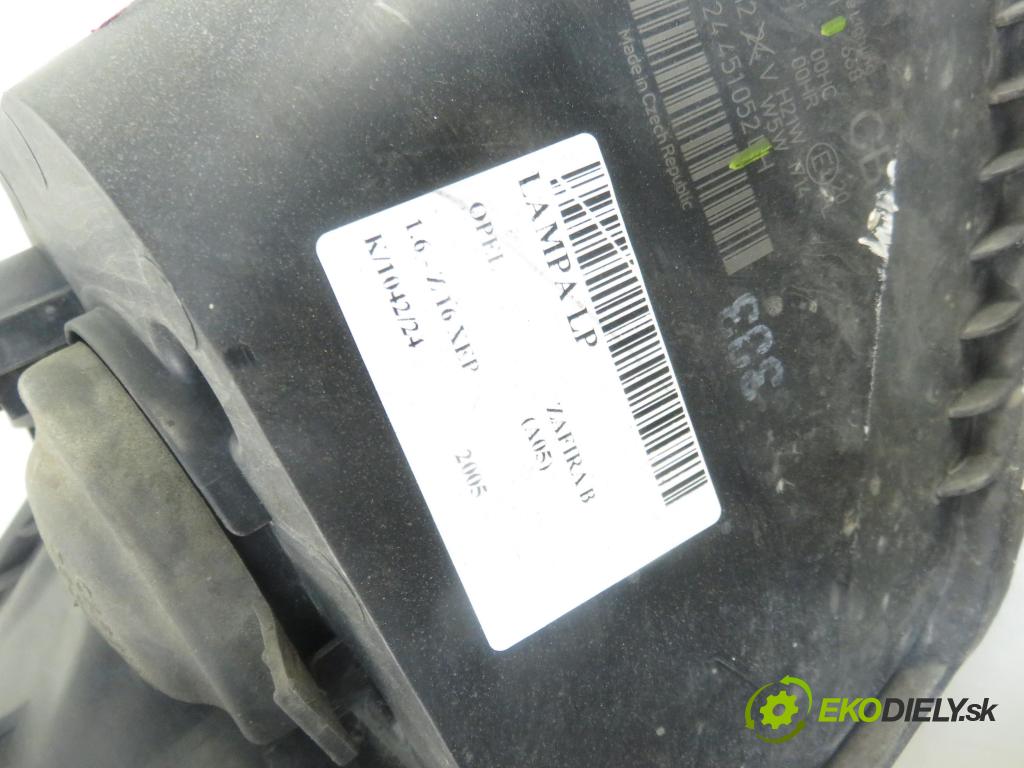 OPEL ZAFIRA B (A05) MINIVAN 2005 77,00 1.6 105 - Z 16 XEP 1598,00 Svetlo LP 0301214201 ; 24451052