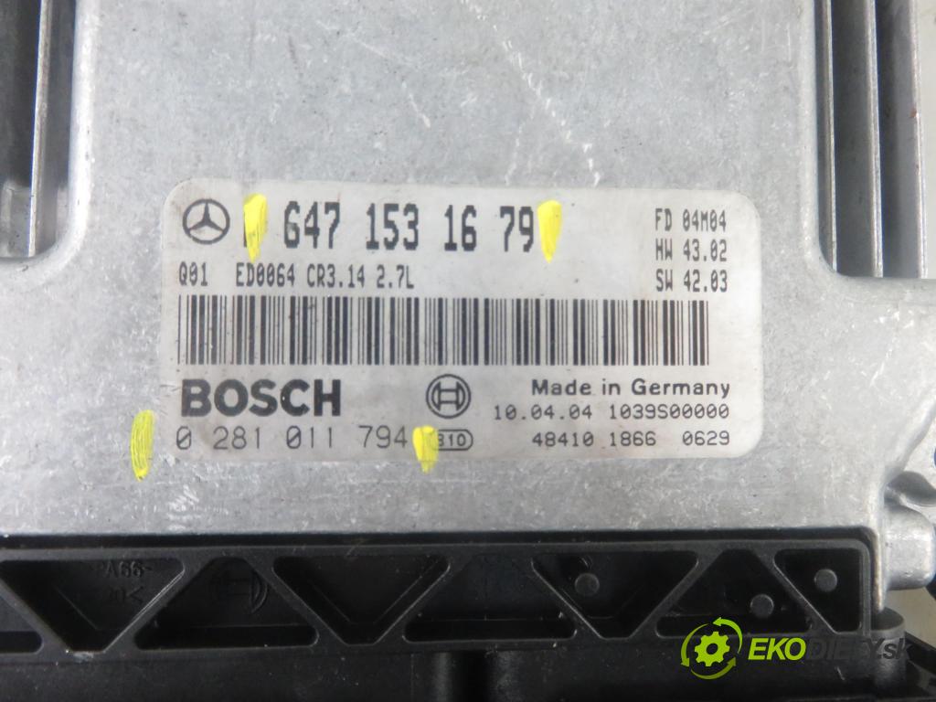 MERCEDES-BENZ KLASA E T-Model (S211) KOMBI 2004 130,00 E 270 T CDI 177 - OM 647.961 2685,00 řídící jednotka motora 6471531679 ; 0281011794
