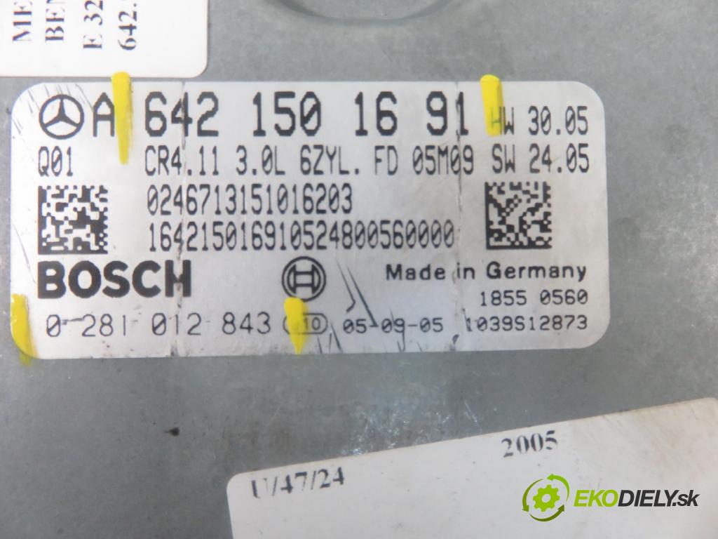 MERCEDES-BENZ KLASA E T-Model (S211) KOMBI 2005 165,00 E 320 T CDI  V6 4-matic (211.289) 224 - OM 642.920 2987,00 řídící jednotka motora 6421501691 ; 0281012843