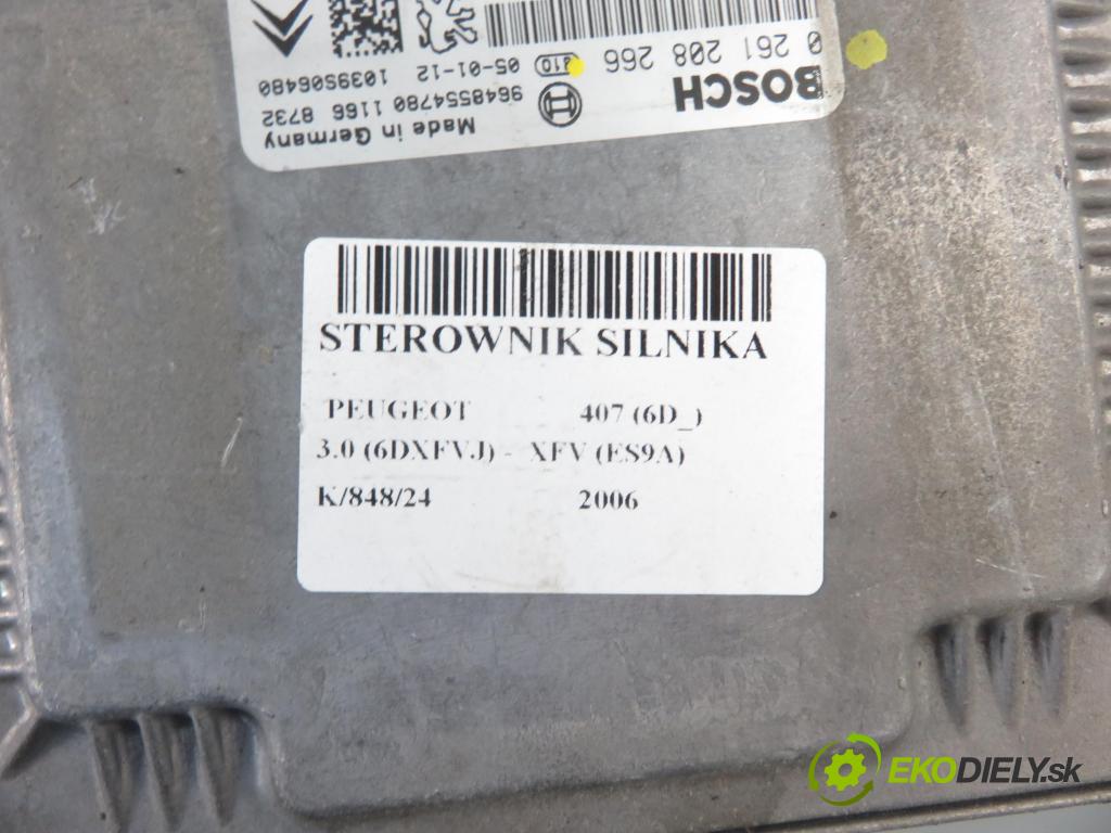 PEUGEOT 407 (6D_) SEDAN 2006 155,00 3.0 V6 (6DXFVJ) 211 -  XFV (ES9A) 2946,00 řídící jednotka motora 0261208266 ; 9655878780
