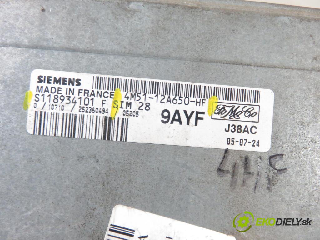 FORD FOCUS II (DA_, HCP) HB 2005 74,00 1.6 - HWDA 1596,00 řídící jednotka motora 4M5112A650HF ; S118934101F