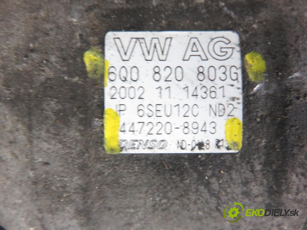 VW POLO (9N_) HB 2003 40,00 1.2 6V 54 - AWY 1198,00 KOMPRESOR: klimatizace 4472208943 ; 6Q0820803G (Kompresory)
