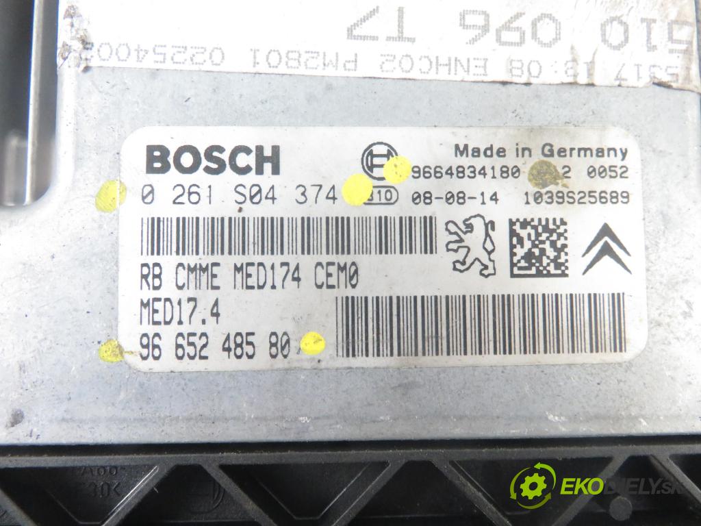 PEUGEOT 308 SW KOMBI 2008 110,00 1.6 16V - 5FX (EP6DT) 1598,00 řídící jednotka motora 0261S04374 ; 9665248580 ; 9664834180