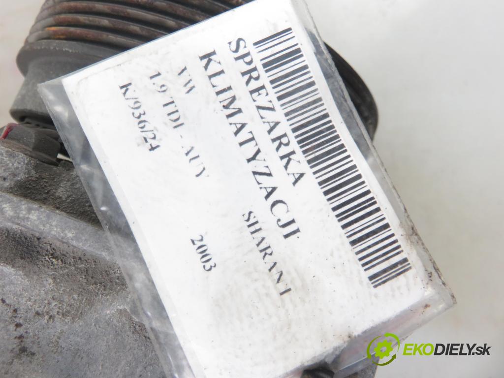 VW SHARAN (7M8, 7M9, 7M6) MINIVAN 2003 85,00 1.9 TDI PD 115 - AUY 1896,00 KOMPRESOR: klimatizace 7M3820803A ; YM2H19D629BB (Kompresory)