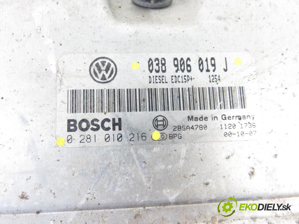 VW SHARAN (7M8, 7M9, 7M6) MINIVAN 2001 85,00 1.9 TDI PD 115 - AUY 1896,00 řídící jednotka motora 038906019J ; 0281010216