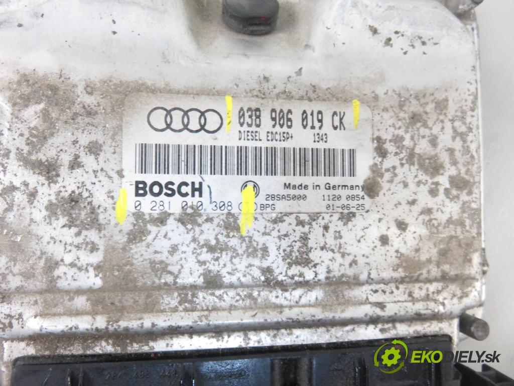 AUDI A3 (8L1) HB 2001 96,00 1.9 TDI PD 130 - ASZ 1896,00 řídící jednotka motora 038906019CK ; 0281010308