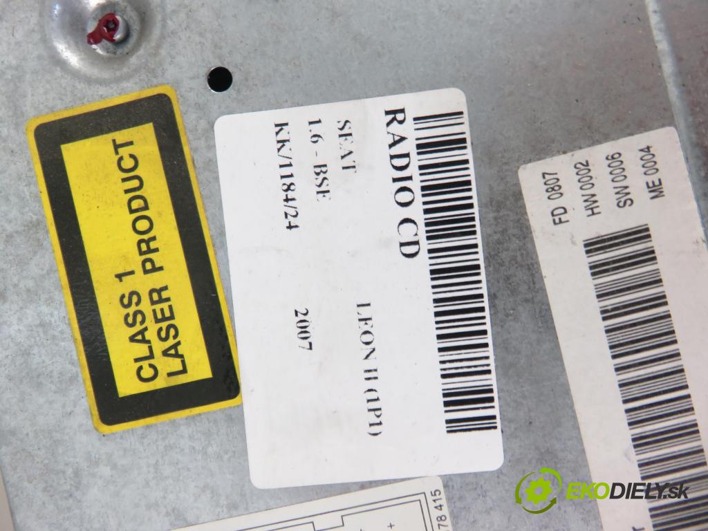SEAT LEON (1P1) HB 2007 75,00 1.6 - BSE 1595,00 RADIO CD 1P1035186B