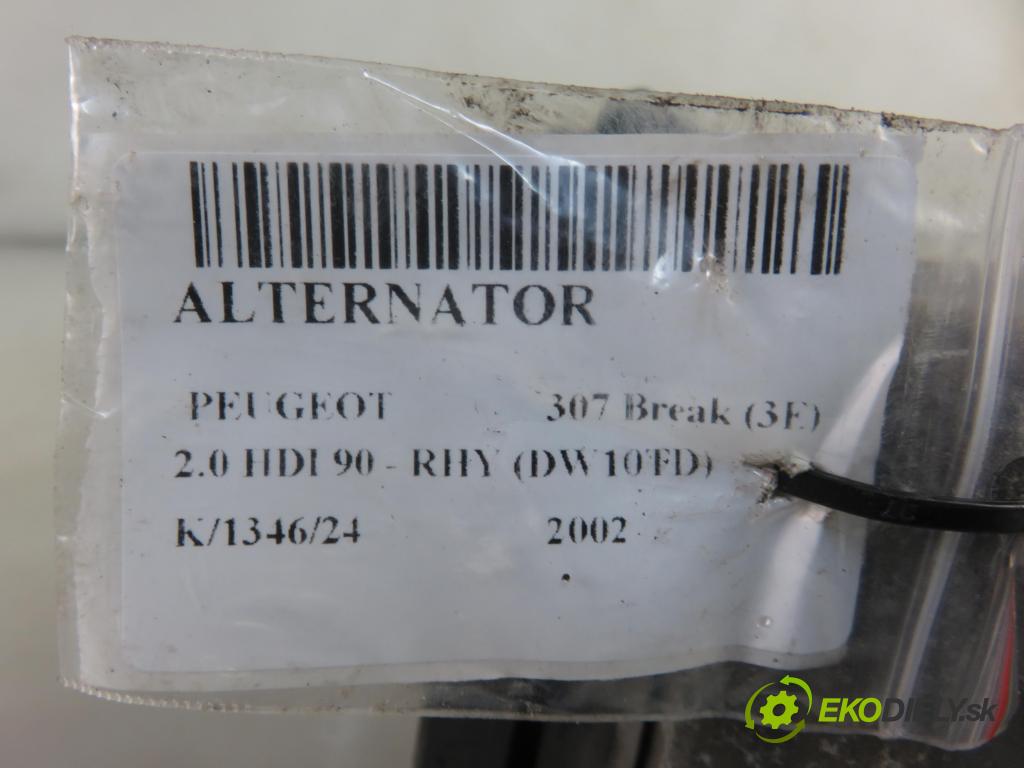 PEUGEOT 307 Break (3E) KOMBI 2002 66,00 2.0 HDI 90 - RHY (DW10TD) 1997,00 Alternátor 9640878780 (Alternátory)