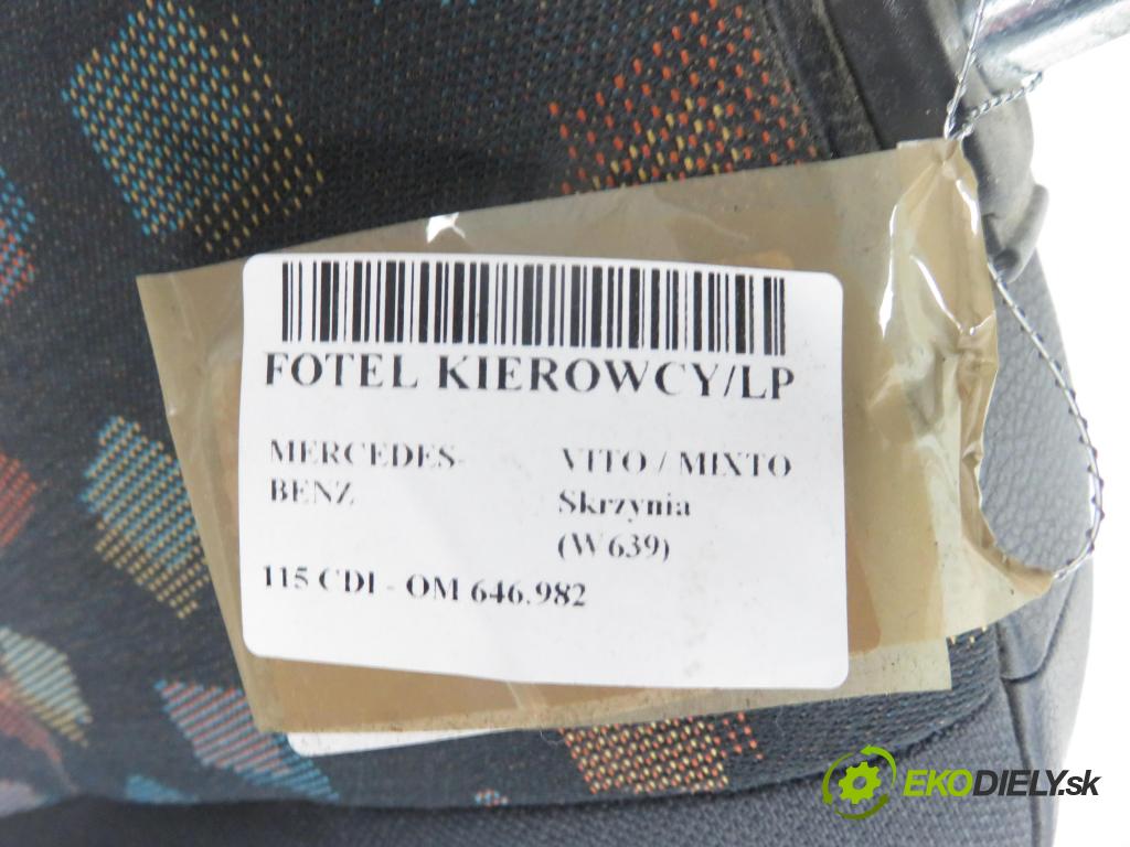 MERCEDES-BENZ VITO / MIXTO Skrzynia (W639) FURGON 2004 110,00 115 CDI 150 - OM 646.982 2148,00 Sedadlo šoféri