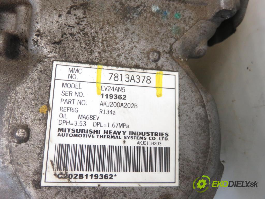MITSUBISHI OUTLANDER III (GG_W, GF_W, ZJ) SUV 2014 60,00 2.0 Hybrid 4WD (GG2W) - Y61 0,00 KOMPRESOR: klimatizace 7813A378 (Kompresory)