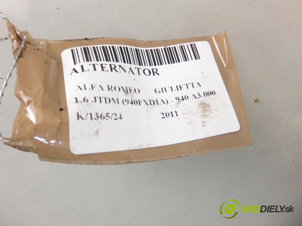 ALFA ROMEO GIULIETTA (940_) HB 2011 77,00 1.6 JTDM (940FXD1A) - 940 A3.000 1598,00 Alternátor 51820624 ; NS1012101440 (Alternátory)