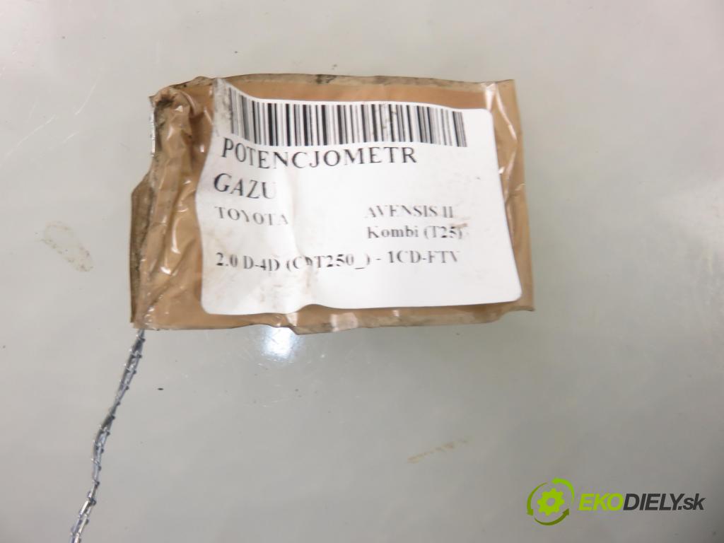 TOYOTA AVENSIS Kombi (_T25_) KOMBI 2004 85,00 2.0 D-4D 116 - 1CD-FTV 1995,00 Potenciometer plynu 8928152021 ; 1983003041 (Pedále)