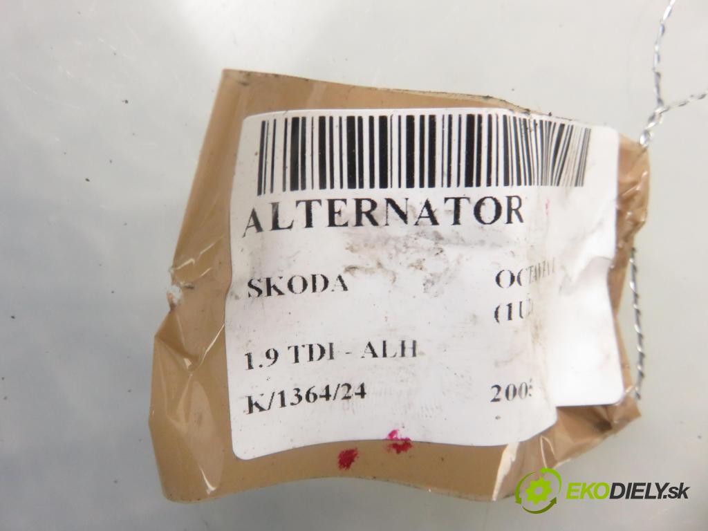 SKODA OCTAVIA I (1U2) LIFTBACK 2005 66,00 1.9 TDI - ALH 1896,00 Alternátor 038903024F ; 0124515121 (Alternátory)