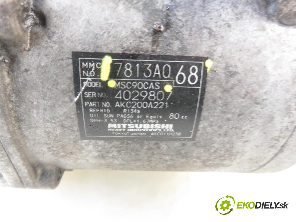 MITSUBISHI OUTLANDER II (CW_W) SUV 2007 103,00 2.0 DI-D 140 - BSY (Volkswagen Group) 1968,00 KOMPRESOR: klimatizace 7813A068 ; MSC90CAS (Kompresory)