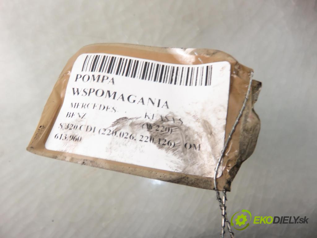 MERCEDES-BENZ KLASA S (W220) SEDAN 2002 145,00 S 320 CDI 197 - OM 613.960 3222,00 Pumpa servočerpadlo A6112300115 (Servočerpadlá, pumpy riadenia)