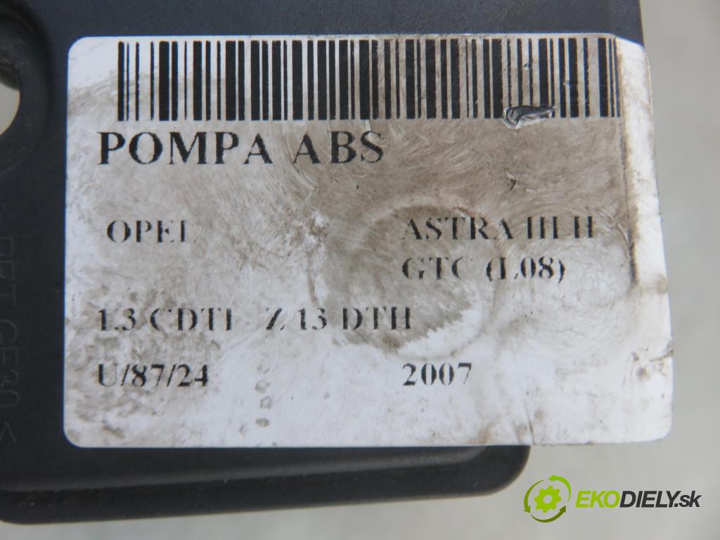 OPEL ASTRA H GTC (L08) HB 2007 0,00 1.3 CDTI - Z 13 DTH 1248,00 Pumpa ABS 10097005153 ; 000405081E2 ; 13246534BK (Pumpy ABS)