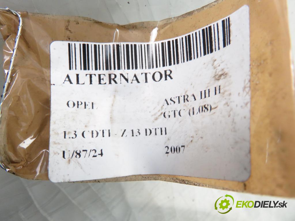 OPEL ASTRA H GTC (L08) HB 2007 0,00 1.3 CDTI - Z 13 DTH 1248,00 Alternátor 13117279YQ (Alternátory)